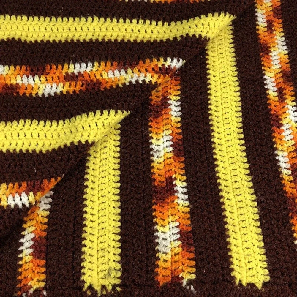 Handmade Crochet Afghan Throw Striped Runner 54